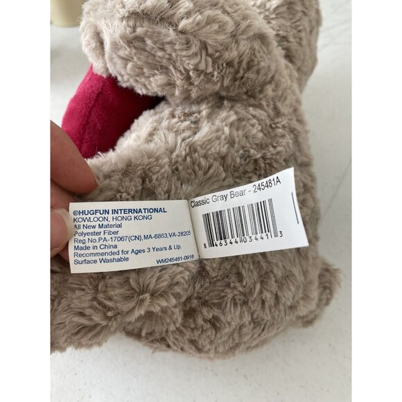 Hug Fun Soft Gray Teddy Bear Stuffed 12” Plush Hugs Kisses Heart Valentine XOXO - Picture 6 of 8